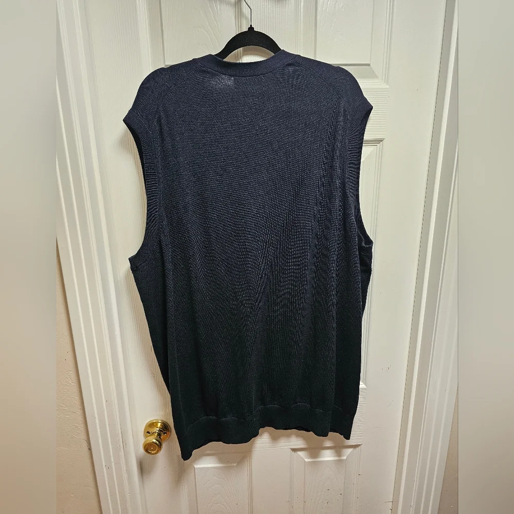 Oak Hill Men’s Knit Sweater Vest Navy Blue Button Front Size 2XLT Big & Tall NWT